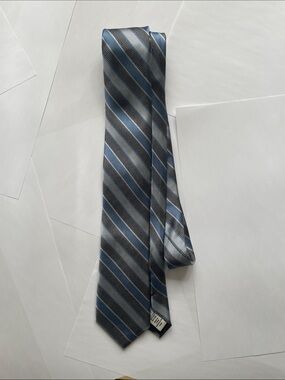 Joseph Abboud Classic Blue & Silver Striped Men's Silk Tie Professional Necktie